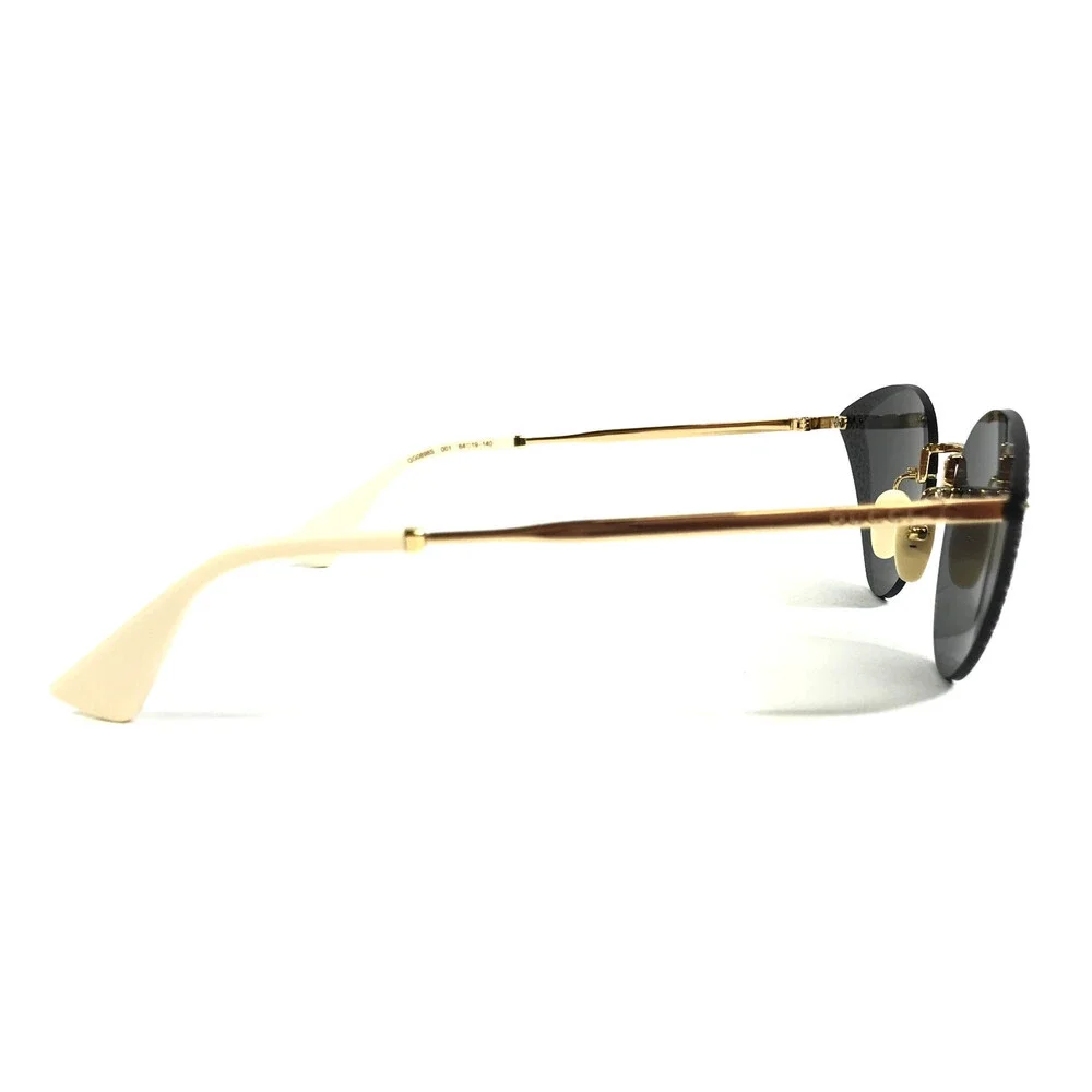 Gucci Sunglasses GG0898S 001 Gold Cat Eye Crystal Frames with Gray Lenses